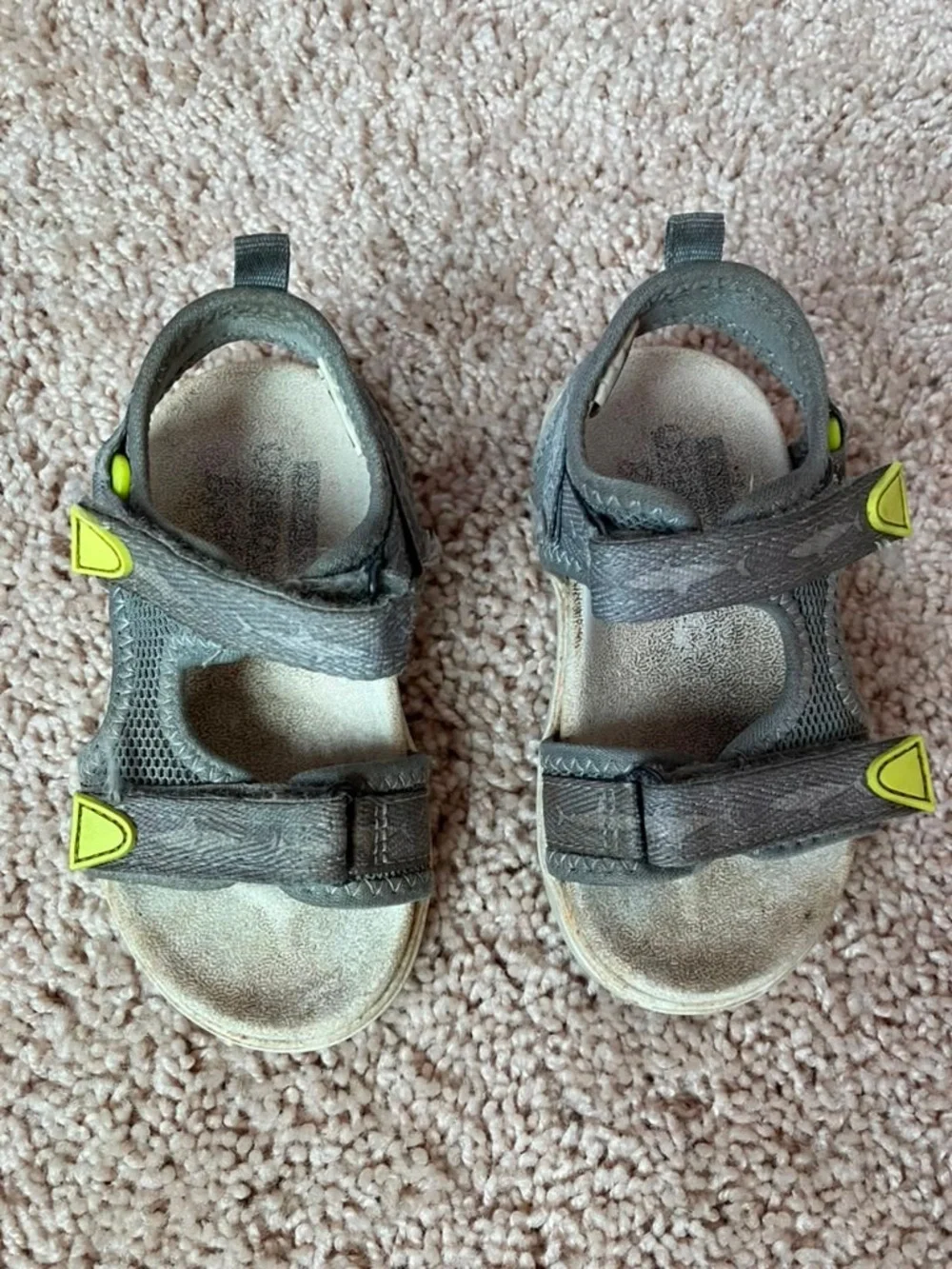 FREE W/ ANY PURCHASECarter's Gray Kids Open-Toe Sandals with Neon Yellow Accents